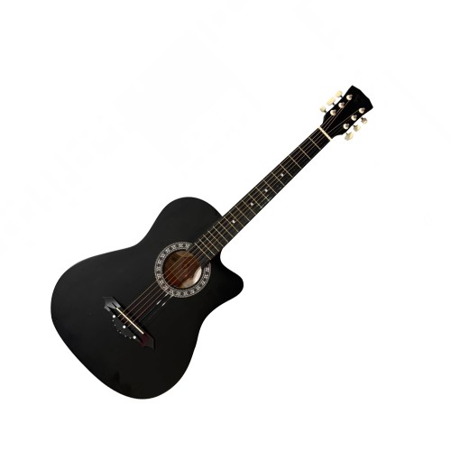 Guitarra Acústica Folk con corte color negro (Incluye Funda) (Tienda Crowne Plaza)