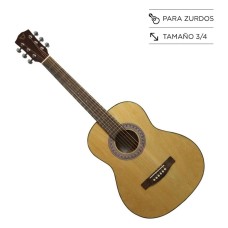 Guitarra acústica de viaje para zurdos Wotan Dag-cadet 3/4 con Cuerdas metálicas y Funda